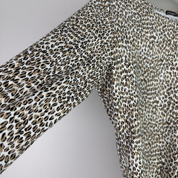 J.McLaughlin Top Catalina Cheetah Print Knit Jersey Crew Neck Top Size Small - Picture 3 of 10